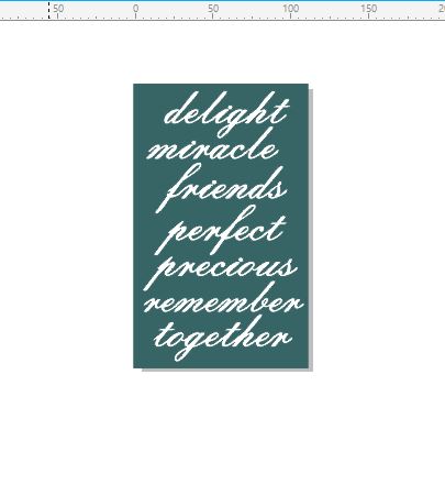 Delight, miracle, friends, words 110 x 180mm